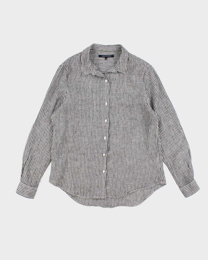 French Connection Grey Stripe Long Sleeve Linen Shirt - M