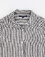 French Connection Grey Stripe Long Sleeve Linen Shirt - M