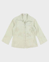 Embroidered Floral Linen Women's Shirt - L