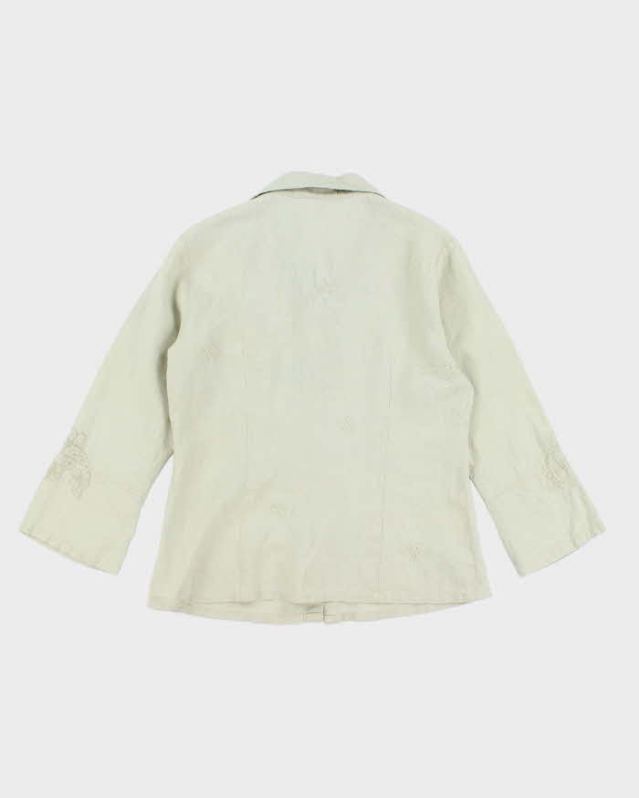 Embroidered Floral Linen Women's Shirt - L