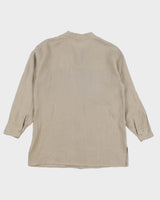Womens 1990s Giorgio Armani Taupe Linen Button Up Blouse - S