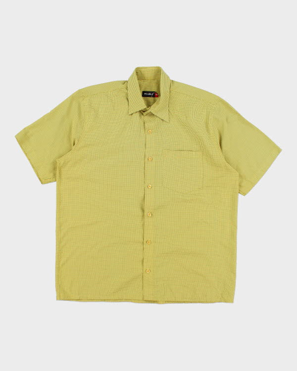 Y2k 00s Pearls Yellow Check Shirt - M