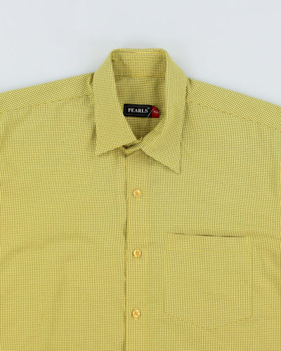 Y2k 00s Pearls Yellow Check Shirt - M