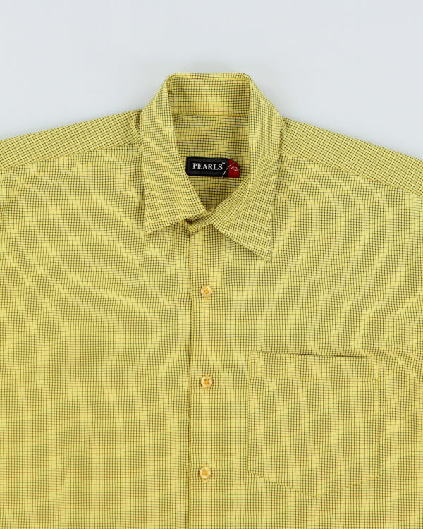 Y2k 00s Pearls Yellow Check Shirt - M