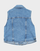 Vintage 90s French Dressing Sleeveless Denim Shirt - M