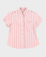 Y2k 00s Sanding Pink Stripe Blouse - M