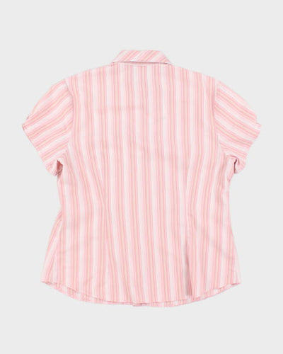 Y2k 00s Sanding Pink Stripe Blouse - M