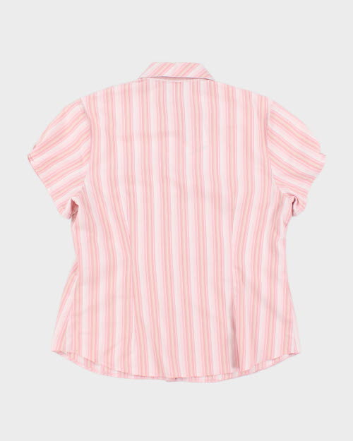 Y2k 00s Sanding Pink Stripe Blouse - M