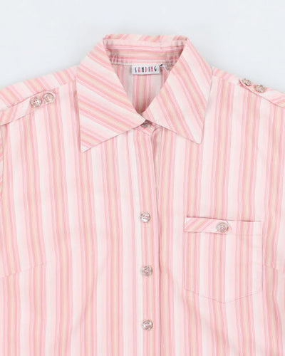 Y2k 00s Sanding Pink Stripe Blouse - M