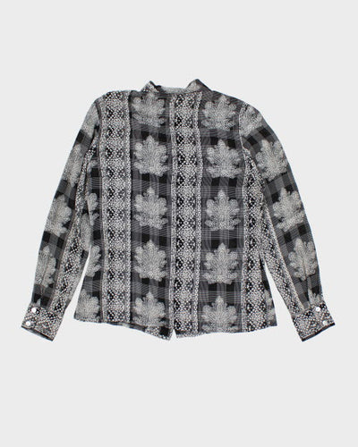 Y2k 00s Como Pattern Sheer Shirt - M