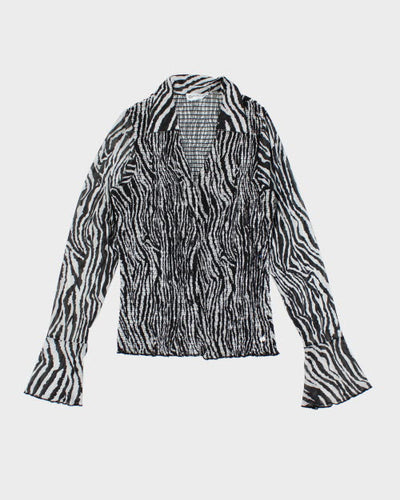 Y2k 00s Point Zero Zebra Print Mesh Shirt- M