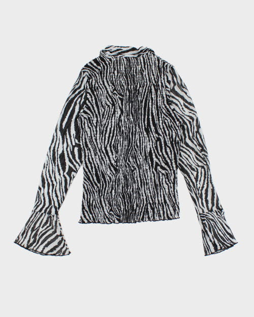 Y2k 00s Point Zero Zebra Print Mesh Shirt- M