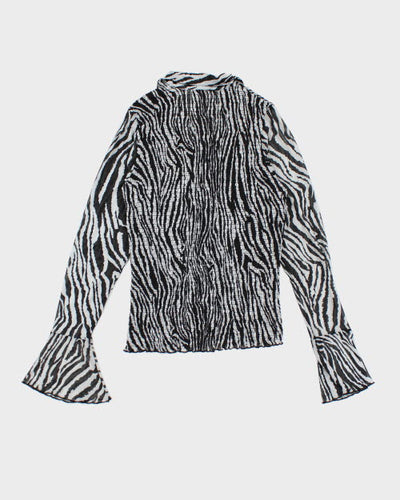 Y2k 00s Point Zero Zebra Print Mesh Shirt- M