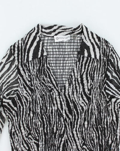 Y2k 00s Point Zero Zebra Print Mesh Shirt- M
