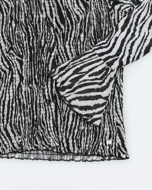 Y2k 00s Point Zero Zebra Print Mesh Shirt- M