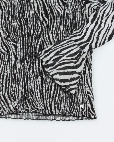 Y2k 00s Point Zero Zebra Print Mesh Shirt- M