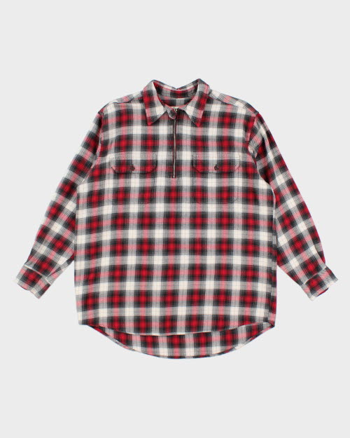 Eddie Bauer Quarter Zip Check Shirt - M