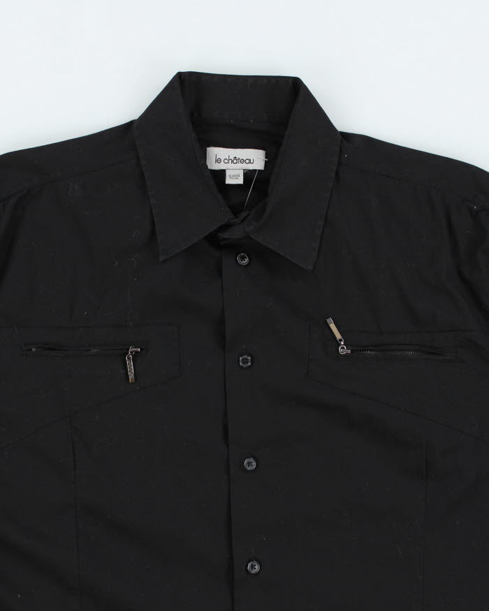Y2k 00s Le Chateau Black Long Sleeve Shirt - XL
