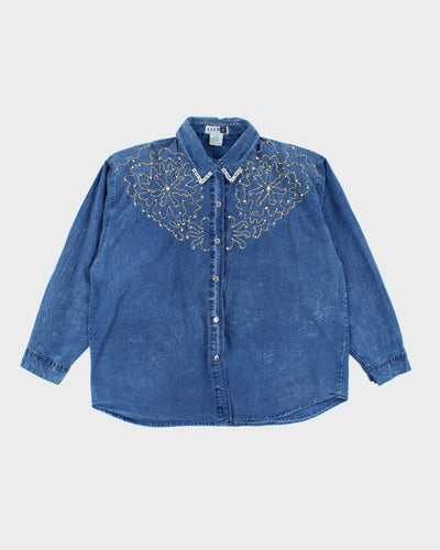 Vintage Club Z Denim Beaded Shirt - XXL