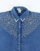 Vintage Club Z Denim Beaded Shirt - XXL