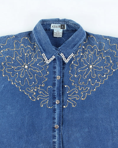 Vintage Club Z Denim Beaded Shirt - XXL