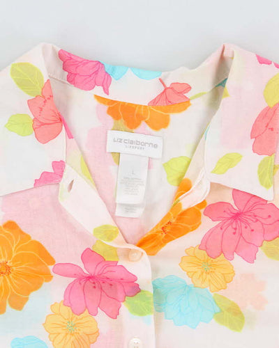 Women's Liz Claiborne White Floral Top - L