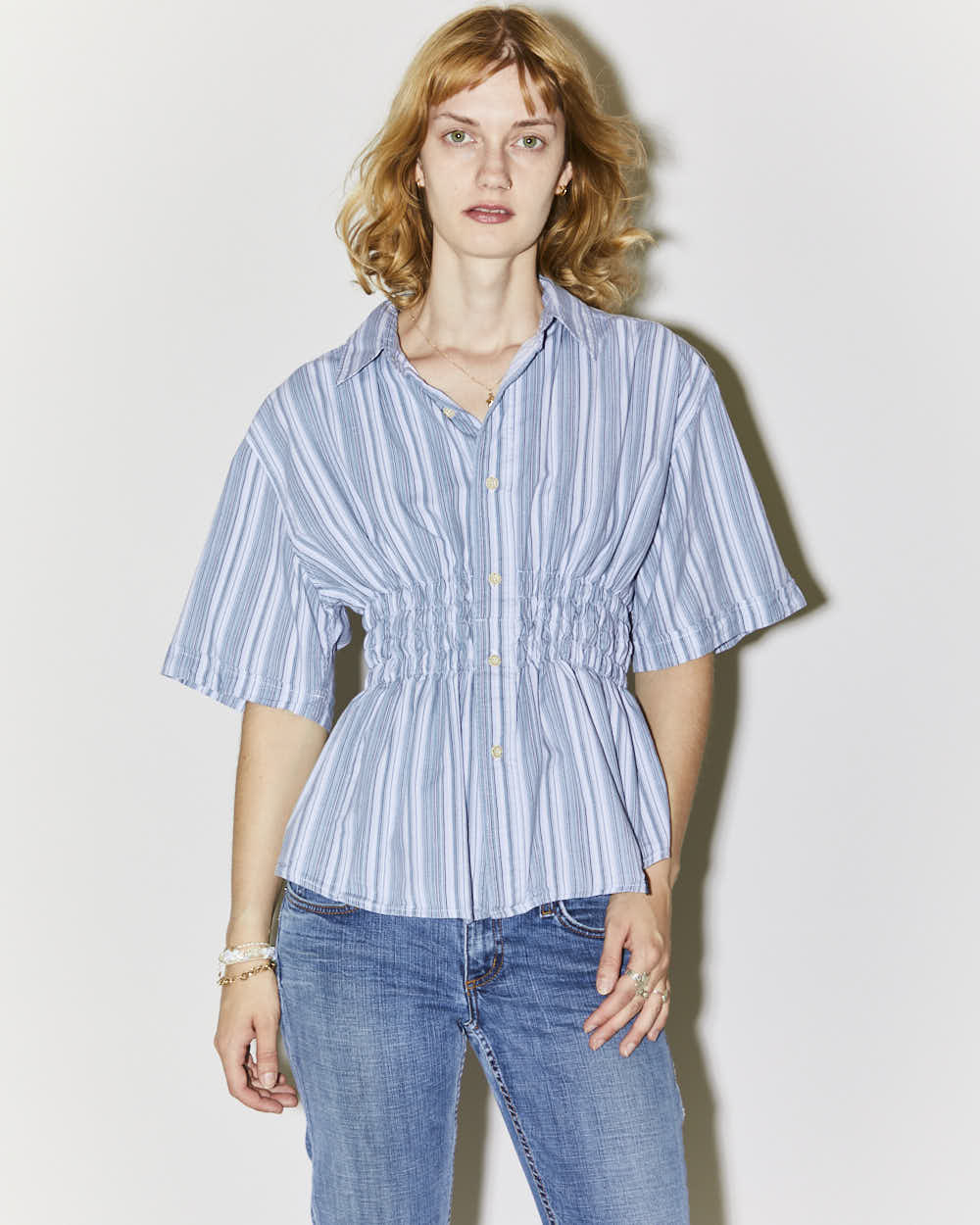 Rokit Originals Rework Shirred Honey Shirt - L