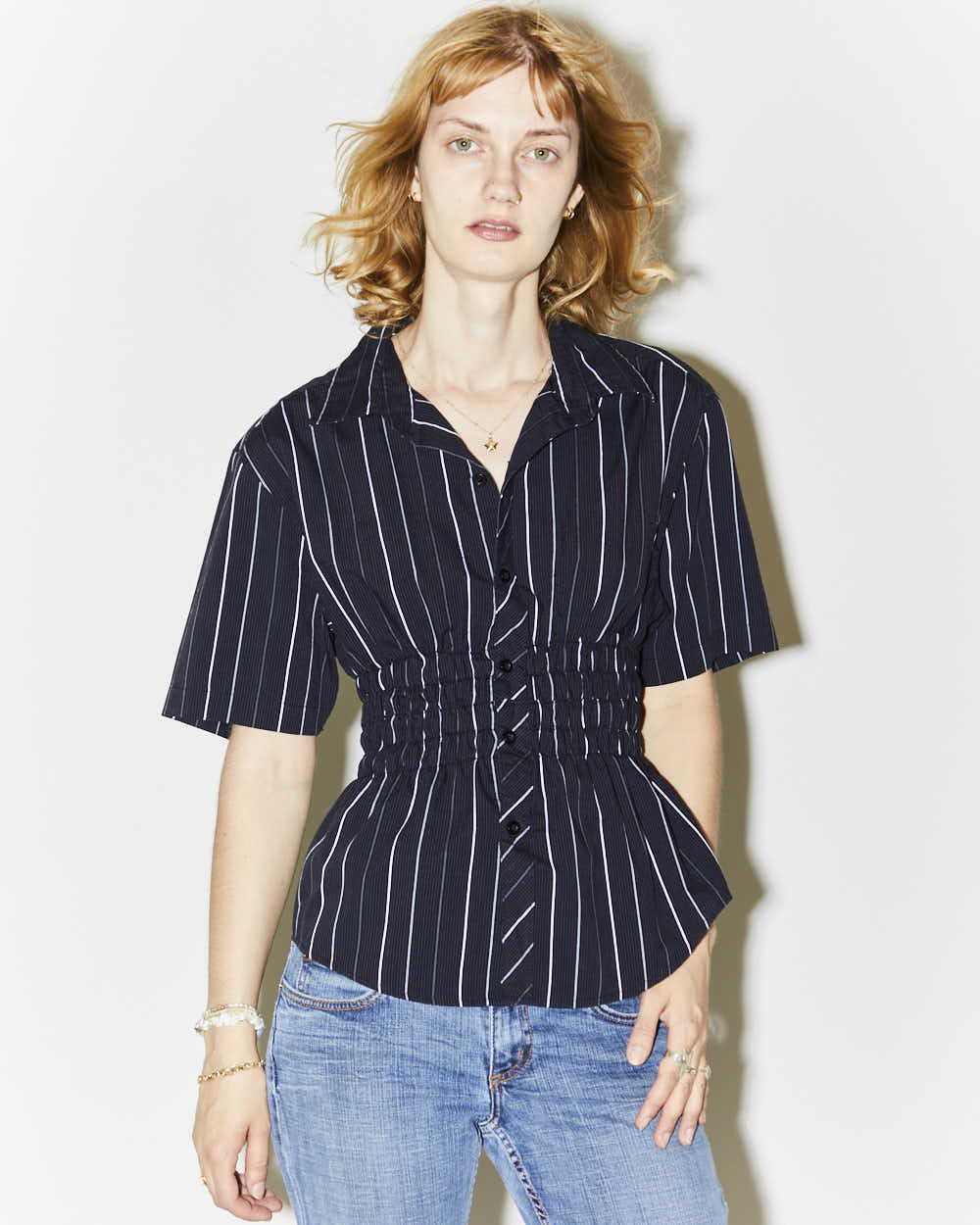Rokit Originals Rework Shirred Honey Shirt - XS