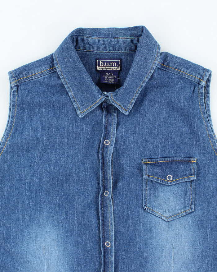 Vintage Y2K B.U.M Equipment Denim Sleeve Shirt - XL
