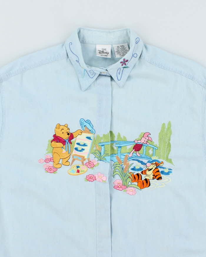 Vintage 90's Disney Winnie the Pooh Embroidered Denim Shirt - L