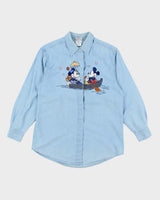 Vintage 90's Disney Mickey &amp; Minnie Embroidered Denim Shirt - S