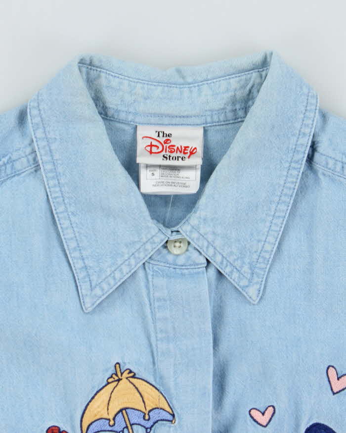Vintage 90's Disney Mickey & Minnie Embroidered Denim Shirt - S