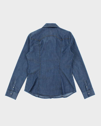 Vintage Y2K Guess Dark Wash Long Sleeve Denim Shirt - L