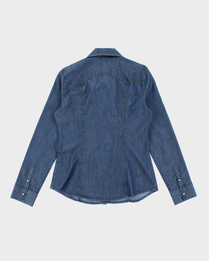 Vintage Y2K Guess Dark Wash Long Sleeve Denim Shirt - L