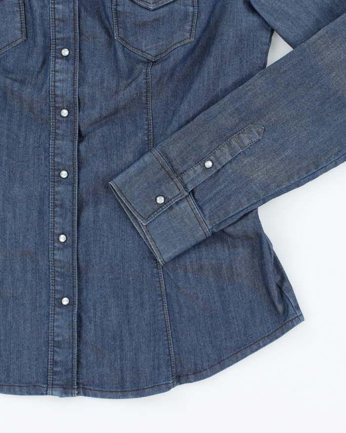 Vintage Y2K Guess Dark Wash Long Sleeve Denim Shirt - L
