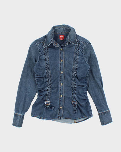 Vintage Y2K Miss Sixty Patterned Dark Wash Denim Shirt - M