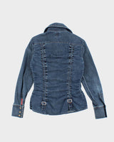 Vintage Y2K Miss Sixty Patterned Dark Wash Denim Shirt - M