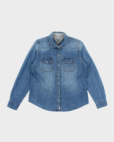 Vintage Tommy Hilfiger Snap Button Medium Wash Denim Shirt - S
