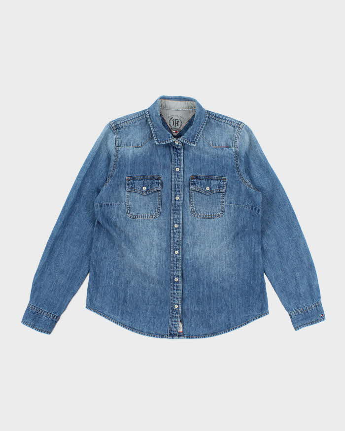 Vintage Tommy Hilfiger Snap Button Medium Wash Denim Shirt - S