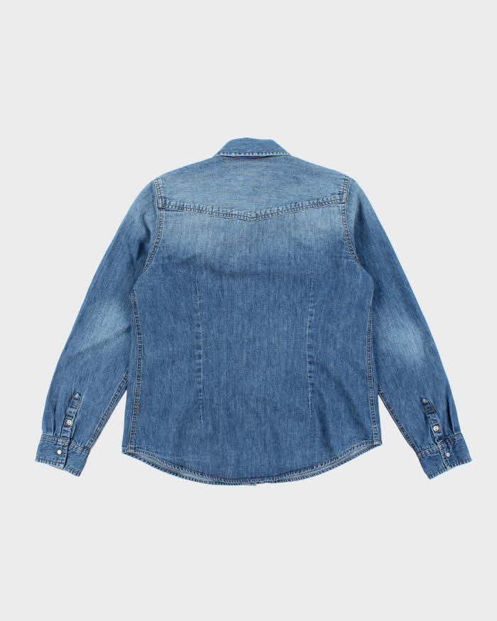 Vintage Tommy Hilfiger Snap Button Medium Wash Denim Shirt - S