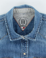 Vintage Tommy Hilfiger Snap Button Medium Wash Denim Shirt - S