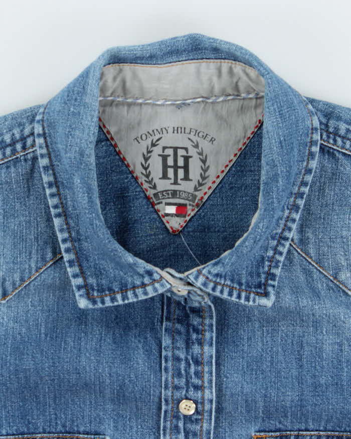 Vintage Tommy Hilfiger Snap Button Medium Wash Denim Shirt - S