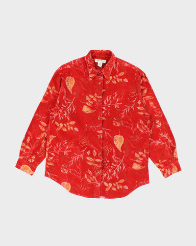 Eddie Bauer Red Floral Corduroy Shirt - S