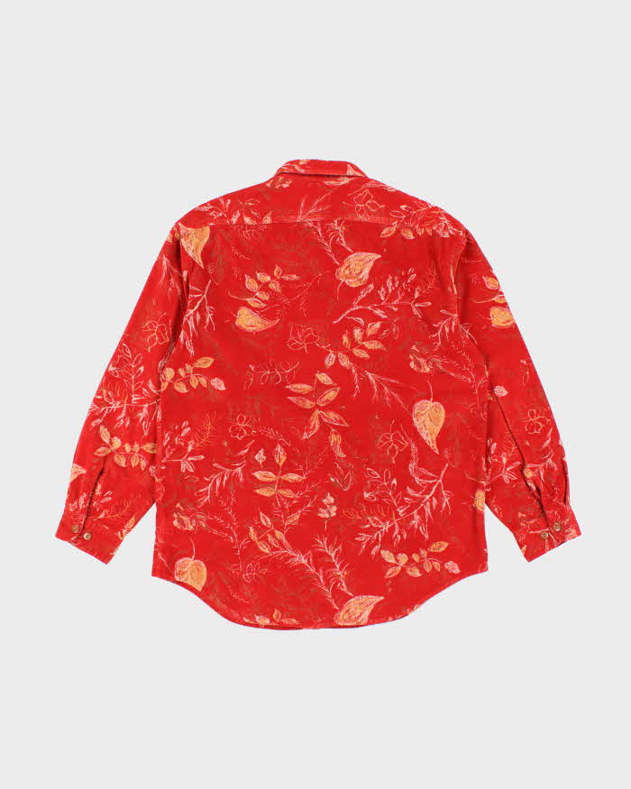Eddie Bauer Red Floral Corduroy Shirt - S