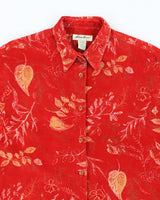 Eddie Bauer Red Floral Corduroy Shirt - S