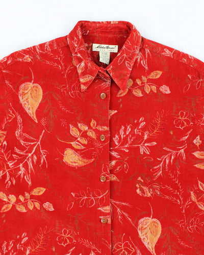 Eddie Bauer Red Floral Corduroy Shirt - S