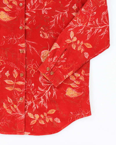 Eddie Bauer Red Floral Corduroy Shirt - S