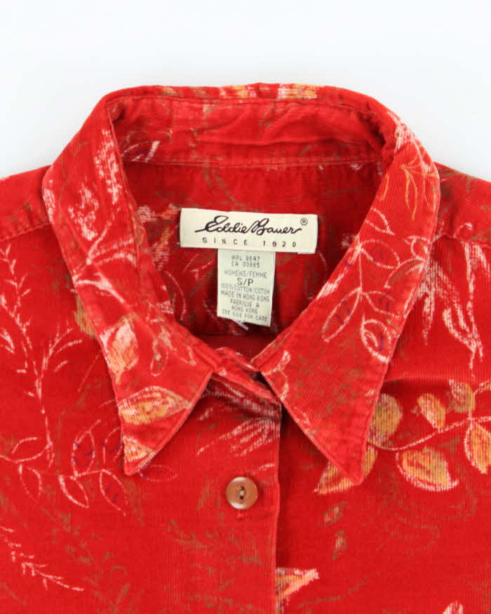Eddie Bauer Red Floral Corduroy Shirt - S
