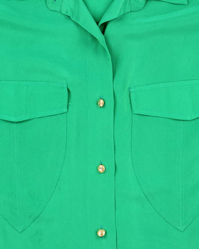 Vintage 1990s Women's Versace Sport Pure Silk Long Sleeve Shirt - M