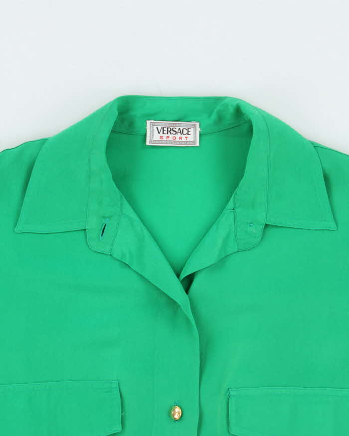 Vintage 1990s Women's Versace Sport Pure Silk Long Sleeve Shirt - M